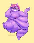  anthro artist_name belly big_belly big_breasts breasts feet female generation_1_pokemon gengar genitals grin hair hi_res looking_at_viewer morbidly_obese morbidly_obese_anthro morbidly_obese_female navel nintendo nipples noctoon nude obese obese_anthro obese_female overweight overweight_anthro overweight_female pink_hair pokemon pokemon_(species) pussy red_eyes shadie_(noctoon) simple_background smile solo text url yellow_background 