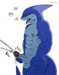  anthro balls biceps bodily_fluids cum cumshot ejaculation erection fish genital_fluids genitals hi_res humanoid_genitalia humanoid_hands humanoid_penis iriai_inasa male manly marine muscular muscular_anthro muscular_male navel nipples non-mammal_balls non-mammal_nipples nude orgasm pecs penis shark simple_background solo solo_focus 