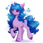  &lt;3 2023 blue_hair blue_tail bracelet chest_tuft cutie_mark digital_media_(artwork) ear_tuft equid equine eyelashes feral fetlocks fur hair hasbro hi_res hooves horn horn_markings inner_ear_fluff izzy_moonbow_(mlp) jewelry leg_tuft mammal markings mlp_g5 my_little_pony purple_body purple_eyes purple_fur purple_hooves qwennondeathdie raised_hoof smile tail tuft unicorn unicorn_horn 