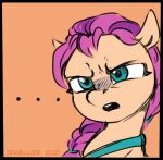  confusion earth_pony ellipsis equid equine female feral hair hasbro horse jewellier_(artist) mammal mlp_g5 my_little_pony pink_hair pony reaction_image solo sunny_starscout_(mlp) 