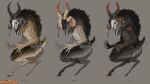  4_horns ambiguous_gender anthro bone bovid caprine caprine_demon demon dollightful_(copyright) fluffy fur goat_demon goatman_(dollightful) hi_res hooves horn humanoid_hands katherine_murray mammal mane markings multi_horn skull skull_head solo unguligrade 