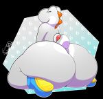  2023 ambiguous_gender anthro big_butt biped butt clothing digital_media_(artwork) footwear hi_res huge_butt hyper hyper_butt mario_bros nintendo nude open_mouth rear_view shoes simple_background sitting smile solo thelewdshi thick_thighs white_yoshi wide_hips yoshi 