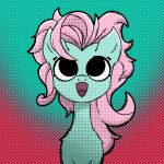  2023 black_eyes earth_pony equid equine female feral hair happy hasbro horse looking_at_viewer malegardevoir mammal mane mint_fur minty_(mlp) mlp_g3 my_little_pony open_mouth pink_mane pony solo wavy_hair 