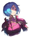  1girl blue_eyes blue_hair closed_mouth fire_emblem highres looking_to_the_side medium_hair midia_(fire_emblem) parted_bangs pink_armor solo upper_body yappo_(point71) 