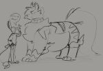  2021 anthro arcanine arlean_(raster_dreams) dialogue duo eye_contact feral generation_1_pokemon hi_res looking_at_another looking_at_partner nintendo pokemon pokemon_(species) raster_dreams scarf size_difference speech_bubble tail 