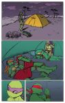  bandanna brother_(lore) brothers_(lore) camping_tent comic donatello_(tmnt) eyes_closed group headphones kerchief leonardo_(tmnt) male michelangelo_(tmnt) momorawrr raphael_(tmnt) reptile scalie sibling_(lore) sleeping teenage_mutant_ninja_turtles turtle 