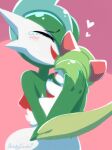  &lt;3 blush bodily_fluids crying duo eyes_closed female happy lineless male noble_(gallade) serenity_(kirlia) sketchygarden smile tears watermark 