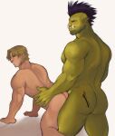  absurd_res anal anal_penetration back_muscles bakku_simp bakkunsfw big_dom_small_sub black_hair blonde_hair blush butt butt_tattoo doggystyle dominant draor duo from_behind_position green_body hair hi_res holding_partner human human_on_humanoid human_penetrated humanoid humanoid_penetrating humanoid_penetrating_human humanoid_pointy_ears interspecies larger_humanoid larger_male male male/male male_penetrated male_penetrating male_penetrating_male mammal mohawk muscular muscular_human muscular_humanoid muscular_male orc penetration penile penile_penetration penis_in_ass sex size_difference smaller_human smaller_male smaller_penetrated tattoo teeth tusks 