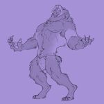  anthro awarebear bottomwear claws clothing eyes_closed felid fur fur_tuft loincloth loincloth_only male mammal mid_transformation muscular muscular_anthro muscular_male navel nipples pawpads purple_background raised_head roaring saber-toothed_tiger sharp_teeth simple_background smilodon snout solo standing tail teeth transformation tuft weresmilodon 