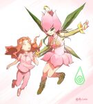  2girls artist_name brown_eyes brown_hair digimon digimon_(creature) digimon_adventure fairy flower flying glitter-nicky green_eyes lilimon long_hair looking_at_another monster_girl multiple_girls open_mouth petals plant_girl smile tachikawa_mimi teeth upper_teeth_only wings 
