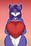  anthro blush curvy_figure domestic_cat felid feline felis female gift gift_box hi_res holding_object holidays mammal redsybad smile smiling_at_viewer solo valentine&#039;s_day wide_hips 