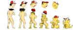  ash_ketchum ashchu black_hair brown_body brown_fur butt clothing ear_growth feral fur fur_growth generation_1_pokemon grow_tail growth hair hat hat_only headgear headgear_only headwear headwear_only human looking_back male mammal mostly_nude nintendo nojo nude pikachu pokemon pokemon_(species) red_body red_cheeks red_fur shrinking size_transformation solo transformation transformation_sequence yellow_body yellow_fur 