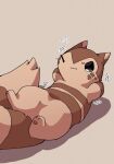  2023 anthro biped brown_body brown_fur exercise fur furret generation_2_pokemon kemono lying multicolored_body multicolored_fur nintendo one_eye_closed pokemon pokemon_(species) simple_background solo two_tone_body two_tone_fur workout 