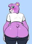  absurd_res animal_crossing anthro bear big_butt blush butt clothing female first_person_view freckles freckles_on_butt fur green_eyes hi_res looking_at_viewer lovetopullmicke mammal megan_(animal_crossing) nintendo pants_pulled_down pink_body pink_fur solo undressing 
