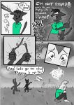  absurd_res anthro beauchamp_(halcyon) black_body black_fur bottomwear clothed clothing comic dialogue digital_media_(artwork) dowsing_rod english_text felid female fur hair halcyon_(series) herba_(halcyon) hi_res holding_object lagomorph leporid lost_andsafe male mammal monochrome mouse murid murine open_mouth playground rabbit rodent shaking shivering simple_background skirt soot_(halcyon) speech_bubble tail text white_body white_fur 