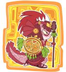  amphibian anthro axolotl aztec biped clothed clothing fuf hi_res holding_object holding_spear holding_weapon male marine melee_weapon mole_salamander polearm salamander shield solo spear warrior weapon 
