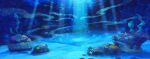  artist_request commentary coral day english_commentary fushigi_no_dungeon game_cg light_particles light_rays no_humans ocean_bottom official_art outdoors pillar pokemon pokemon_(game) pokemon_mystery_dungeon rock ruins scenery sunlight third-party_source underwater wide_shot 
