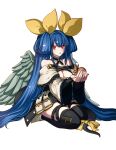  angel_wings animal animal_ears asymmetrical_wings bare_shoulders belt black_thighhighs blue_hair breasts carrying cleavage cleavage_cutout clothing_cutout detached_collar detached_sleeves dizzy_(guilty_gear) ebi_pri_shrimp guilty_gear guilty_gear_xrd hair_between_eyes hair_ribbon hair_rings holding holding_animal large_breasts long_hair looking_at_viewer monster_girl open_mouth red_eyes ribbon seiza showgirl_skirt sidelocks simple_background sitting skirt squirrel squirrel_ears squirrel_tail tail tail_ornament tail_ribbon thigh_strap thighhighs thighs twintails very_long_hair white_background wide_sleeves wings yellow_ribbon 