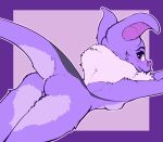  abby_(xzorgothoth) anthro bat bat_nose black_membrane blush breast_squish breasts butt countershade_legs countershading female fur genitals hi_res legs_together looking_at_viewer looking_back lying mammal membrane_(anatomy) nude on_front presenting presenting_hindquarters presenting_pussy purple_background purple_body purple_eyes purple_fur pussy raised_tail rear_view side_boob simple_background smile solo squish tail thick_thighs xzorgothoth 