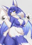  anthro breasts canid canine featureless_breasts female female_anthro fox fur hair hi_res horokusa0519 kemono looking_at_viewer mammal nude smile solo white_body white_fur 