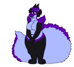  anthro belly big_tail breasts curvy_figure delilah_(felineflustered) dragon ear_piercing fangs featureless_breasts felineflustered female fur furred_dragon hair hair_bun hi_res horn navel neck_tuft nude paws piercing redesign shoulder_tuft small_wings solo tail teeth thick_thighs trans_(lore) trans_woman_(lore) tuft voluptuous wings 