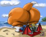  2006 anthro beach beach_towel bent_over big_butt blonde_hair bottomwear butt canid canine clothing cloud denim denim_clothing digital_media_(artwork) dipstick_tail feet felid female fox fur hair huge_butt huge_thighs hyper hyper_butt hyper_thighs jeans kazecat larger_female li_(rickydemont) male mammal markings morbidly_obese morbidly_obese_anthro morbidly_obese_female nude obese obese_anthro obese_female overweight overweight_anthro overweight_female pantherine pants paws rear_view rickydemont_(character) sand sea seaside shadow shirt size_difference sky smaller_male striped_body striped_fur stripes tail tail_markings tank_top thick_thighs tiger topwear towel water wings 