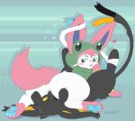  absurd_res brian_the_sylveon duo eevee eeveelution facesitting feral generation_1_pokemon hi_res male male/male nintendo pokemon pokemon_(species) sitting_on_another vibes_rivera 
