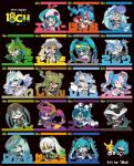  18ch 6+girls beanie blue_eyes blue_hair bug_miku_(project_voltage) chibi closed_eyes dark_miku_(project_voltage) double_bun dragon_miku_(project_voltage) dress electric_miku_(project_voltage) fairy_miku_(project_voltage) fighting_miku_(project_voltage) fire_miku_(project_voltage) flower flying_miku_(project_voltage) ghost_miku_(project_voltage) goggles goggles_on_head gradient_hair grass_miku_(project_voltage) green_hair grey_hair ground_miku_(project_voltage) hair_bun hair_flower hair_ornament hat hatsune_miku highres ice_hair ice_miku_(project_voltage) liquid_hair multicolored_hair multiple_girls normal_miku_(project_voltage) pikachu pink_hair poison_miku_(project_voltage) pokemon project_voltage psychic_miku_(project_voltage) purple_hair rock_miku_(project_voltage) smile spiked_hair steel_miku_(project_voltage) streaked_hair sunglasses tiara twintails vocaloid water_miku_(project_voltage) white_hair 