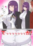  ... 1boy 1girl ? bandaged_hand bandages blush breasts fern_(sousou_no_frieren) groping highres large_breasts long_hair nanohana_(november.) purple_eyes purple_hair red_hair sousou_no_frieren stark_(sousou_no_frieren) sweatdrop trembling 