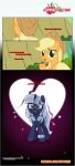  &lt;/3 absurd_res applejack_(mlp) bangs black_border border bracelet broken clothing cowboy_hat cutie_mark dialogue distraught duo ears_up earth_pony emotional_damage equid equine estories faded female feral freckles freckles_on_face friend_zoned friendship_is_magic frown hasbro hat headgear headwear heartbroken hi_res hooves horn horse jewelry looking_back mammal my_little_pony oblivious open_mouth outside plant pony raised_hoof shrub silverlay_(estories) smile unicorn 