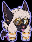  2d anthro artforsale bat blep commissionsopen digital_media_(artwork) domestic_cat eyestrain eyewear felid feline felis female furry furryart furryfandom girly glasses hi_res hybrid invalid_tag kingstreasures mammal tongue tongue_out 