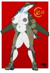  aircraft aircraft_humanoid airplane anthro belly big_breasts breasts camo engine female flat_colors hands_on_hips havoc63 hi_res jet living_aircraft living_machine living_vehicle machine navel simple_background slightly_chubby solo soviet_flag tail vehicle wings 