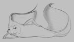  angelfish angie_(shark_tale) arm_fin dorsal_fin eyebrows featureless_chest featureless_crotch female feral fin fish head_fin lidded_eyes lips lying marine monochrome noseless nude on_side pectoral_fin semi-anthro shark_tale solo tail tail_fin yaroul 