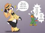  anthro avian bird blush bow_tie clothing clothing_theft disney duo hat headgear headwear hi_res jose_carioca levi_(miau) male miau nude parrot penguin portuguese_text stealing text translated 