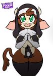  2022 2_horns alpha_channel anthro anthrofied arizona_cow_(tfh) bedroom_eyes bovid bovine breast_squish breasts brown_body brown_fur brown_hair brown_tail cattle clothed clothing digital_drawing_(artwork) digital_media_(artwork) female fur green_eyes hair hereford_cattle hi_res horn legwear looking_at_viewer mammal multicolored_body multicolored_fur narrowed_eyes nun partially_clothed pink_nose portrait seductive simple_background solo squish steelsoul tail tan_body tan_fur them&#039;s_fightin&#039;_herds thick_thighs thigh_highs three-quarter_portrait transparent_background two_tone_body two_tone_fur veil wide_hips 