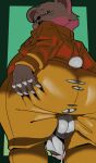  anthro balls bear bepo_(one_piece) big_butt black_nose bodily_fluids butt claws clothing cum cum_drip dripping felinecanis fur genital_fluids genitals hi_res male mammal minkmen_(one_piece) one_piece penis polar_bear slightly_chubby solo thick_thighs torn_clothing ursine white_body white_fur wide_hips 