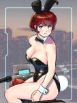  animal_ears benten_(urusei_yatsura) breasts highres kenken28937178 large_breasts motor_vehicle motorcycle playboy_bunny rabbit_ears rabbit_tail smile tail urusei_yatsura 