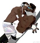  2boys abs absurdres bamashengze bara beard boxers bulge bulge_press bulges_touching character_request dark-skinned_male dark_skin erection erection_under_clothes facial_hair feet_out_of_frame from_side hand_on_another&#039;s_head hand_on_another&#039;s_shoulder headphones highres kiss large_pectorals looking_at_viewer male_focus male_underwear multiple_boys muscular muscular_male mustache open_fly pectorals see-through short_hair stomach sunglasses thick_eyebrows topless_male underwear yaoi 