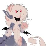  :3 absurd_res anthro anzo_(canines_x3) balls canines_x3 demon fluffy genitals girly hi_res male mastectomy_scar pawpads paws penis scar sharp_teeth solo teeth thick_thighs trans_(lore) trans_man_(lore) 