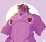  absurd_res anthro blue_eyes felid feline fur hi_res korecat male male/male mammal muscular nipple_piercing nipples pantherine pecs piercing purple_body purple_fur ritsukaxan solo 