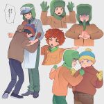  ... 3boys beanie black_hair brown_hair brown_jacket eric_cartman gloves green_eyes green_gloves green_headwear hat highres jacket kyle_broflovski male_child male_focus multiple_boys open_mouth orange_jacket red_gloves red_hair s90jiiqo2xf0fk5 shoes south_park stan_marsh yellow_gloves 