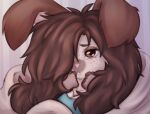  anthro bedding blanket elronya fan_character female hair lagomorph leporid long_hair mammal rabbit ronya solo 