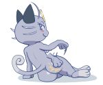  alolan_form alolan_meowth anthro blush butt female fur generation_1_pokemon looking_at_viewer looking_back mammal meowth nintendo pokemon pokemon_(species) regional_form_(pokemon) seductive simple_background smacking_ass solo tippycat 