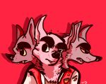  3_heads ambiguous_gender anthro canid canine canis clothed clothing conjoined domestic_dog fur group mammal multi_head plastic_bags_leader teacorgi trio welcome_to_night_vale 