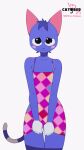  animal_crossing animated anthro biped black_eyes blue_body clothed clothing clothing_lift domestic_cat felid feline felis feliscede female front_view mammal nintendo panties rosie_(animal_crossing) simple_background solo underwear white_background 