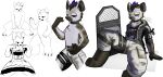  2023 absurd_res ankorthewolf anthro arknights black_hair blue_hair clothing collar ear_piercing eyebrow_piercing facial_piercing featureless_crotch fur grey_body grey_fur hair hi_res hyena hypergryph jacket looking_at_viewer maid_uniform male mammal multicolored_body multicolored_fur multicolored_hair multiple_poses piercing pose riot_shield shirt sitting sketch solo spot_(arknights) spots spotted_body spotted_fur spotted_hyena studio_montagne t-shirt tongue tongue_out topwear two_tone_hair uniform 