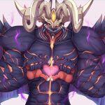  &lt;3 abs anthro biceps blush blush_lines bottomwear claws clenched_teeth clothing demon digital_media_(artwork) dragon evomanaphy fire_emblem fire_emblem_sacred_stones fomortiis gesture glowing hand_heart hi_res horn looking_at_viewer male muscular muscular_anthro muscular_male nintendo one_eye_closed pants pecs scalie simple_background smile smiling_at_viewer solo teeth triceps wink winking_at_viewer 