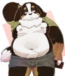 2023 anthro belly bernese_mountain_dog big_belly black_body black_nose bulge canid canine canis cellphone clothed clothing domestic_dog kemono male mammal meg_hoi molosser moobs mountain_dog navel nipples overweight overweight_male phone raised_clothing raised_shirt raised_topwear shirt smartphone solo swiss_mountain_dog topwear underwear white_body 