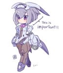  1girl armored_leotard character_request closed_mouth copyright_request dot_mouth full_body head_wings mawaru_(mawaru) mecha purple_eyes purple_hair robot short_hair simple_background solo standing white_background wings 