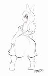  2023 2_frame_animation animated anthro big_butt blush breasts butt clothing digital_media_(artwork) dress eyelashes female flashing gotot_(yogoat) hair huge_butt lagomorph leporid long_hair looking_at_viewer mammal rabbit solo teasing thick_thighs yogoat 